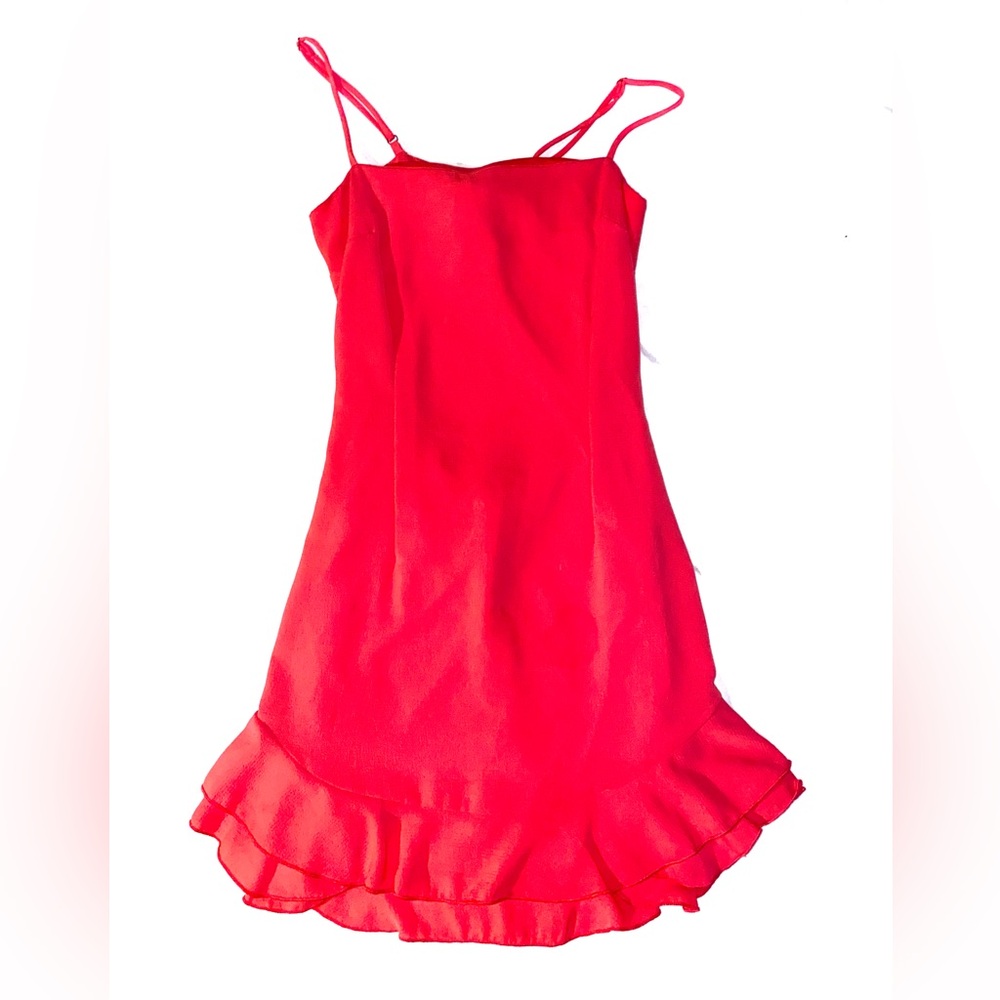 Lucy in the sky spaghetti strap mini red open back dress